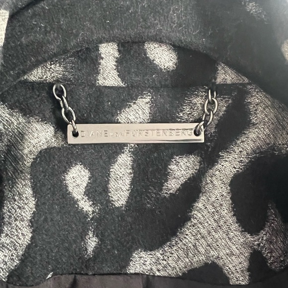 DVF animal print wool and leather moto jacket - Picture 2 of 6